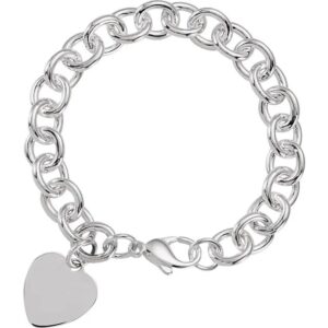 Sterling silver heart charm bracelet.