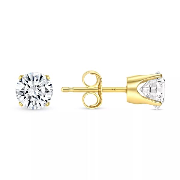 14 Karat Yellow Gold Diamond Stud Earrings