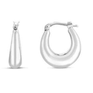 Sterling silver hoop earrings.