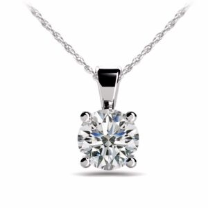 14 Karat White Gold Newborn Created Diamond Solitaire Pendant