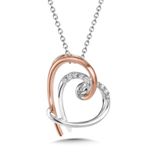 10 karat white and rose gold diamond heart pendant