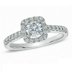 14 Karat White Gold Halo Engagement Ring
