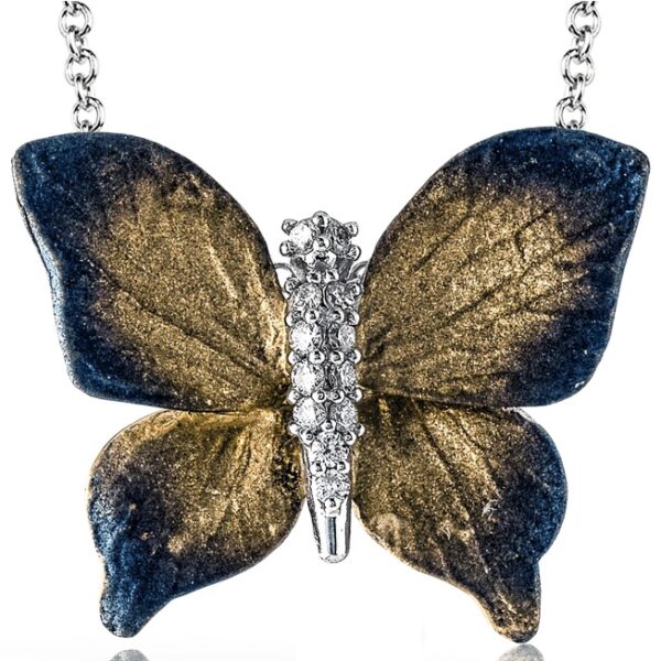 Simon G. 18kt Monarch Butterfly Diamond Pendant
