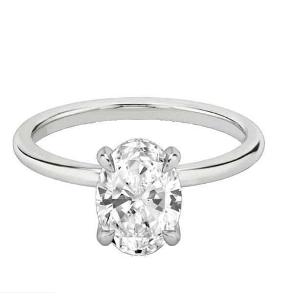 14 Karat Hidden Halo Engagement Ring With Newborn Created Diamond