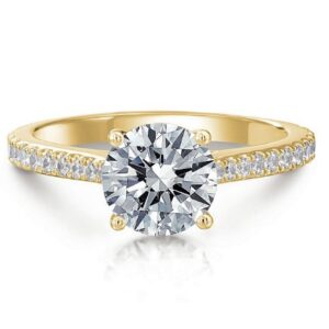 14 Karat Hidden Halo Engagement Ring With Newborn Created Diamond