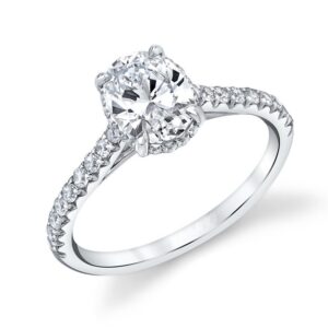 14 Karat Hidden Halo Engagement Ring With Newborn Created Diamond