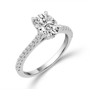 14 Karat Hidden Halo Engagement Ring With Newborn Created Diamond