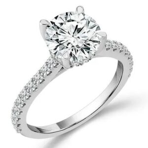 14 Karat Hidden Halo Engagement Ring With Newborn Created Diamond