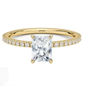 14 Karat Hidden Halo Engagement Ring With Newborn Created Diamond