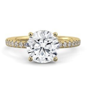 14 Karat Hidden Halo Engagement Ring With Newborn Created Diamond