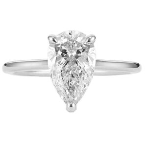 14 Karat White Gold Newborn Created Diamond Pear Solitaire Engagement Ring