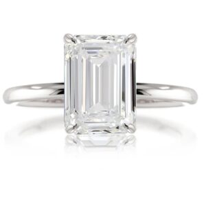 14 Karat White Gold Newborn Created Diamond Emerald Solitaire Engagement