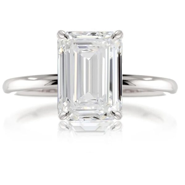 14 Karat White Gold Newborn Created Diamond Emerald Solitaire Engagement