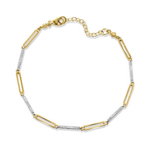 10kt Two Tone Diamond Psperclip Bracelet