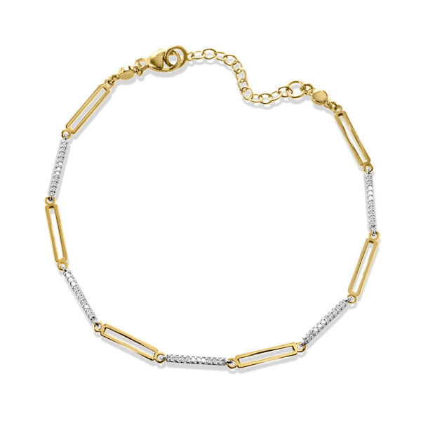 10kt Two Tone Diamond Psperclip Bracelet