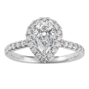 14 Karat White Gold Engagement Ring With Pear Newborn Created Diamond