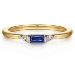 14 karat yellow gold sapphire and diamond stackable ring by Gabriel & Co.