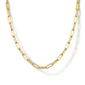 14 karat yellow gold paper clip necklace by Gabriel & Co.