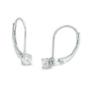 14 Karat White Gold Lever Back Diamond Earrings