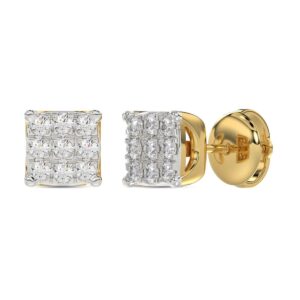 14 Karat Yellow Gold Diamond Earrings