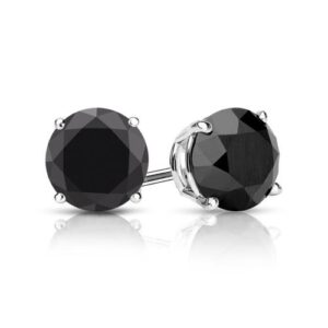 14 Karat White Gold Black Diamond Earrings
