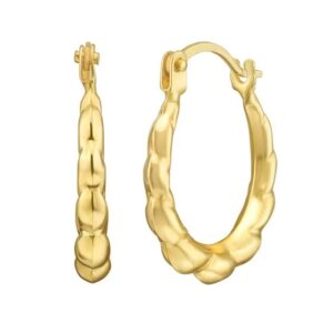 14 karat yellow gold hoop earrings.