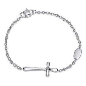 Gabriel & Co. Silver Cross Diamond Bracelet