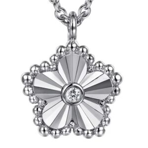 Sterling silver flower pendant with diamond by Gabriel & Co.