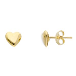 9 karat yellow gold heart earrings. MADE IN ITALY.