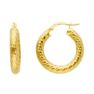 18 karat yellow gold hoop earrings. MADE IN ITALY.