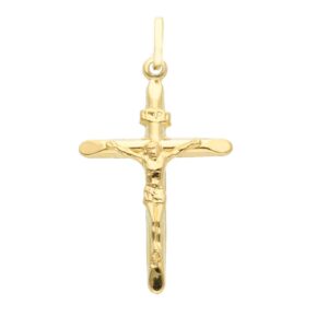 14 karat yellow gold crucifix pendant. MADE IN ITALY