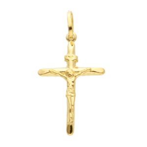 14 karat yellow gold crucifix pendant. MADE IN ITALY