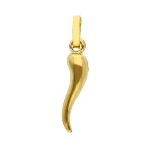 18 karat yellow gold Italian Horn pendant. MADE IN ITALY.