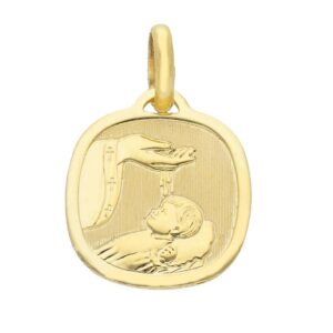 18 karat yellow gold Baptism pendant. MADE IN ITALY.