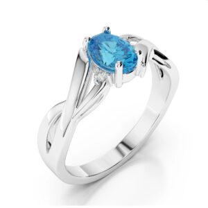 14kt White Gold Blue Topaz Fashion Ring