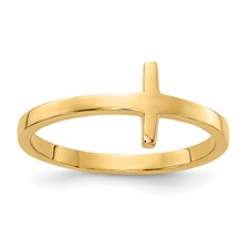 10 karat yellow gold sideways cross fashion ring