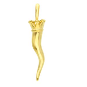 18 karat yellow gold Italian Horn pendant. MADE IN ITALY.