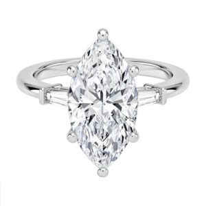 14 Karat White Gold Newborn Created Diamond Engagement Ring