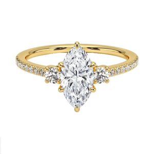 14 Karat Yellow Gold Marquise Newborn Created Diamond Engagement Ring