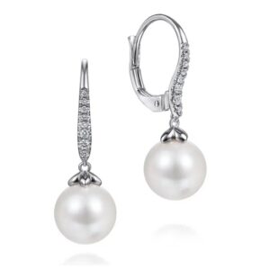 Gabriel & Co. Pearl and Diamond Earrings