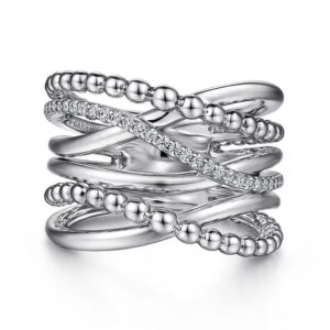 Sterling silver ring with white sapphires by Gabriel & Co.