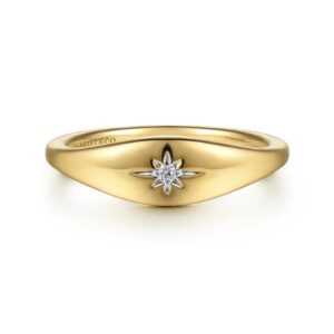14 karat yellow gold diamond stackable fashion ring by Gabriel & Co.