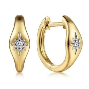 14 karat yellow gold diamond earrings by Gabriel & Co.