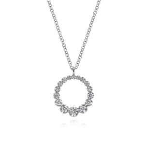 14 karat white gold diamond pendant by Gabriel & Co.