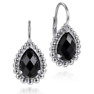 Sterling silver black onyx leverback earrings by Gabriel & Co.