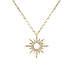 14 karat yellow gold diamond pendant by Gabriel & Co.