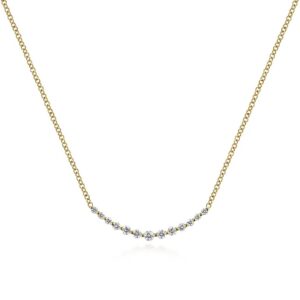 14 karat yellow gold diamond necklace by Gabriel & Co.