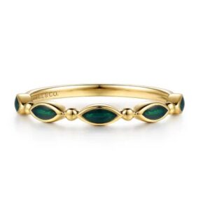 14 karat yellow gold stackable ring with chrome green enamel by Gabriel & Co.