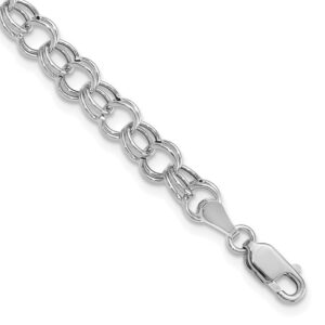 10 karat white gold double link bracelet. 7 inches.