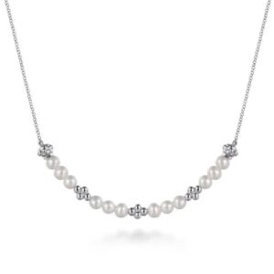 Sterling silver pearl necklace by Gabriel & Co.
